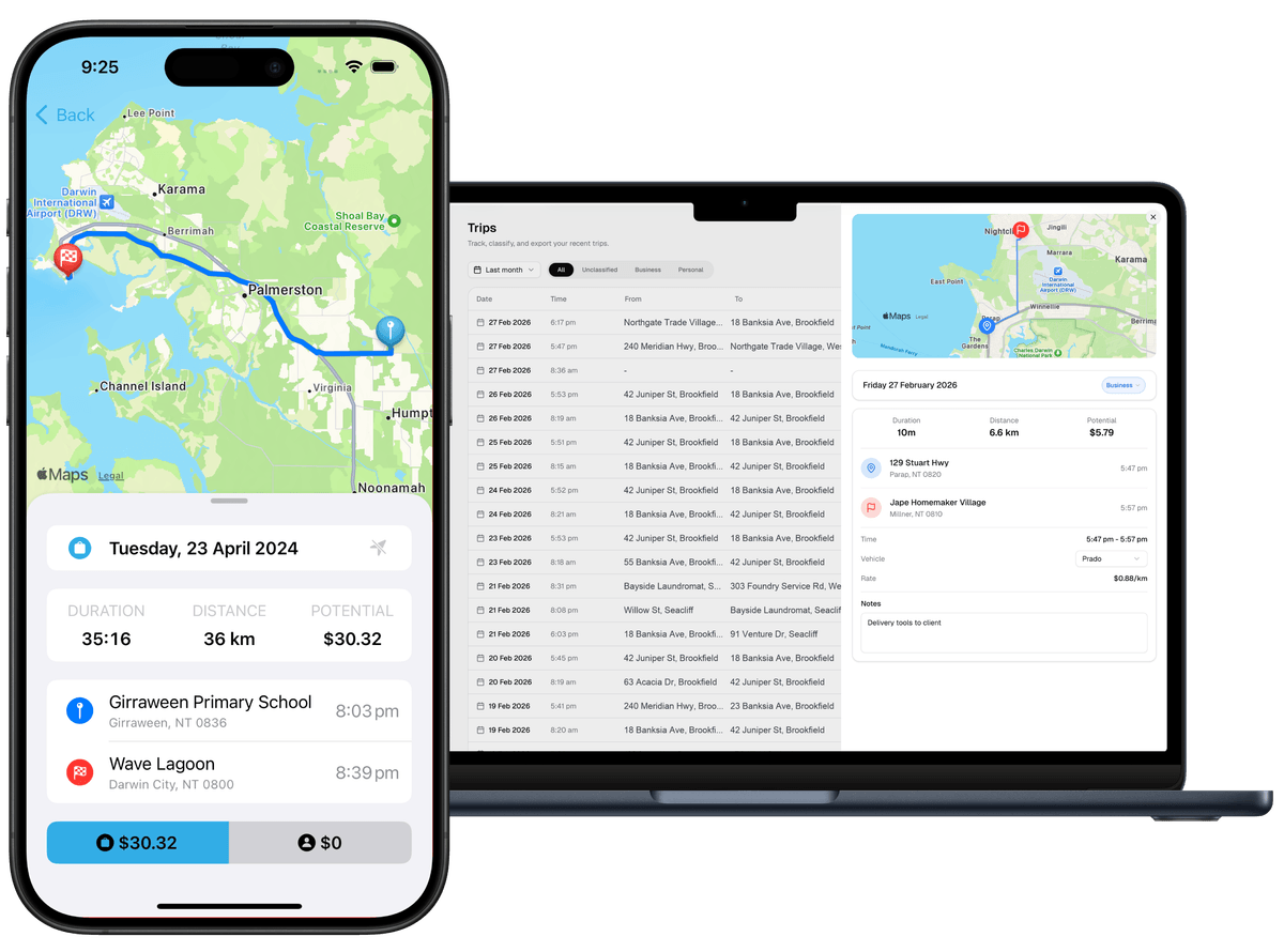 DriveLog automatic mileage tracking screen