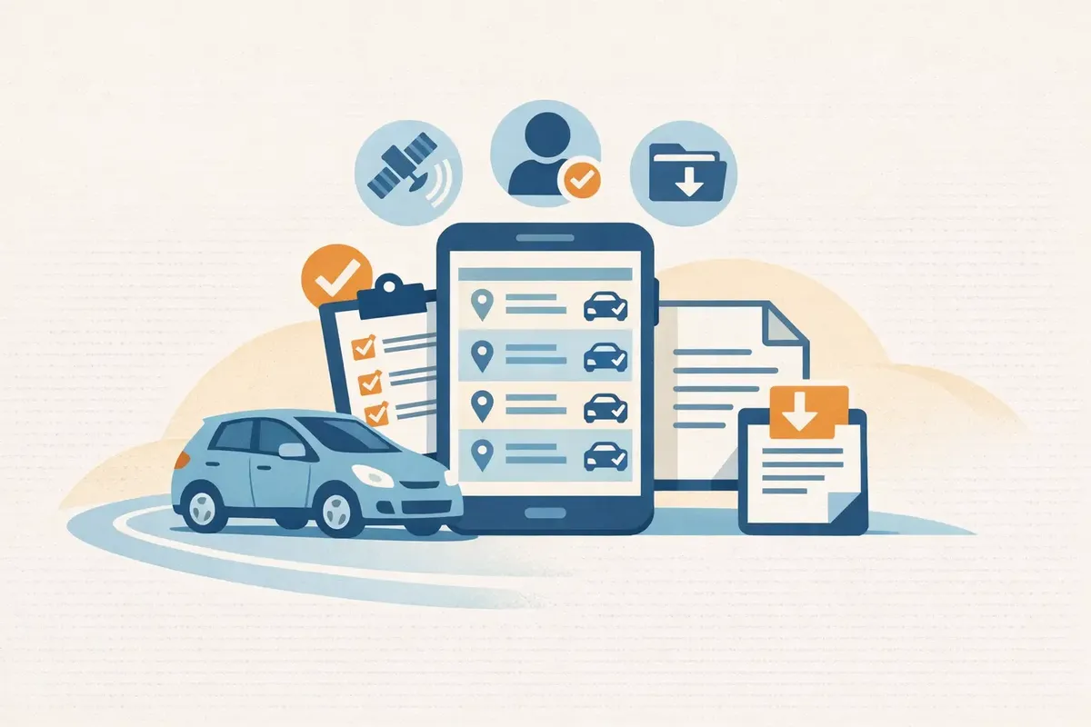 Australian driver reviewing automatically captured work trips in a vehicle log book app
