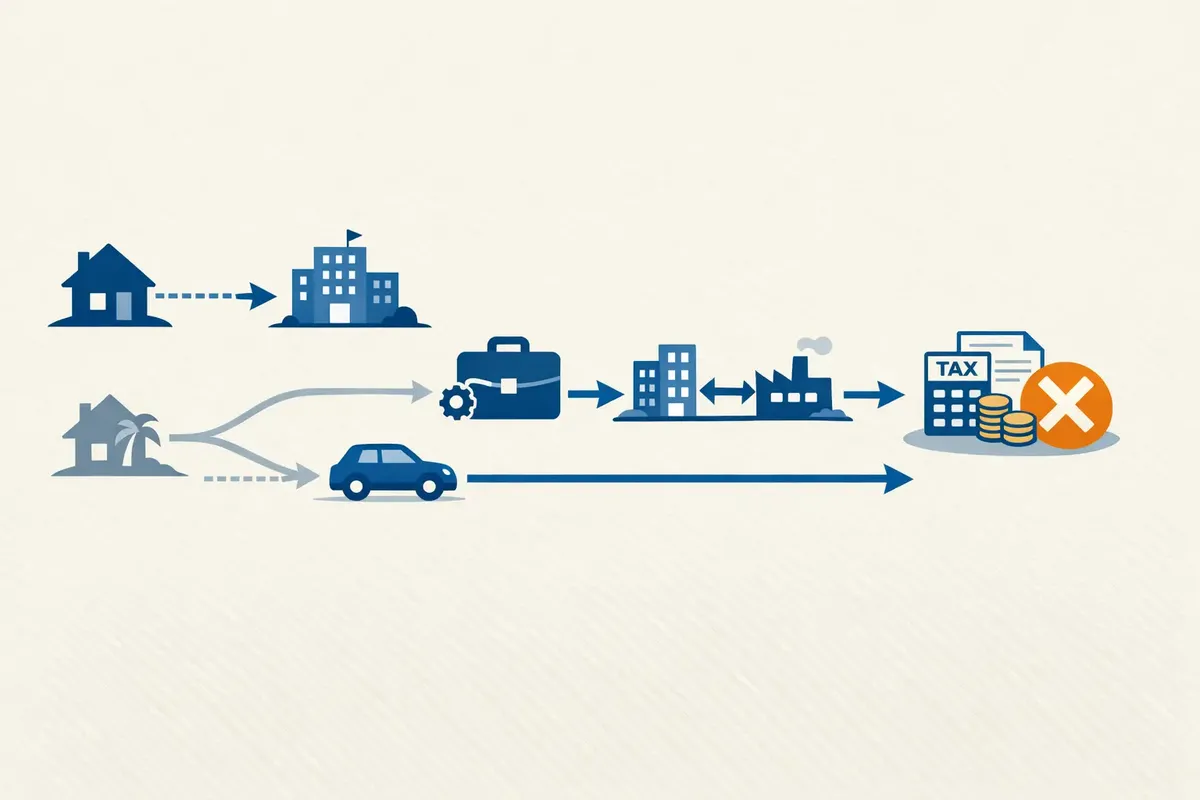 Decision flow for classifying an Australian car trip as potentially work-related